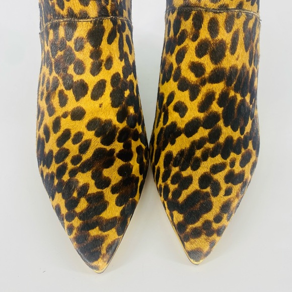 Tory Burch Leather Genuine Calf Hair Leopard Print Lila Pointed Toe Ankle Bootie - Picture 11 of 15